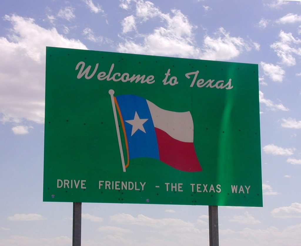 Texas likes to remind out of state drivers to drive friendly.