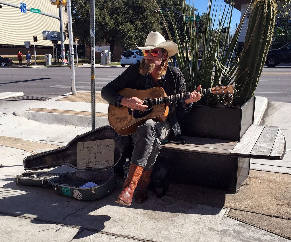 In Austin, there's entertainment just about everywhere you look. From the cowboy strumming his guitar on a downtown corner, to huge music festivals in Zilker Park. Photo by Flickr user James Loesch.